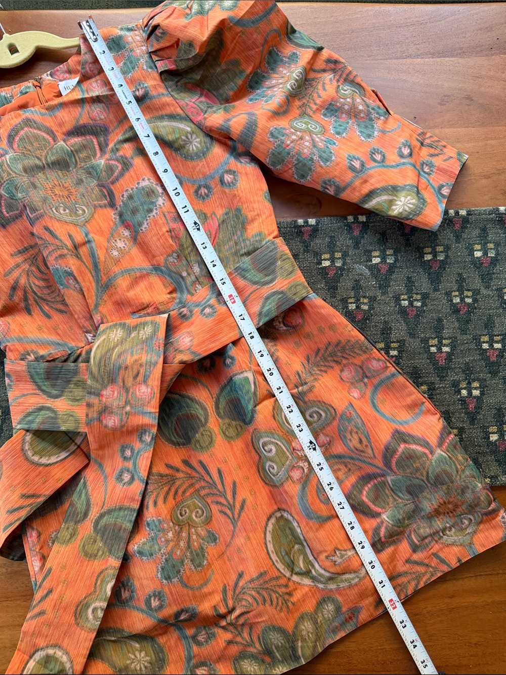 HUNTER BELL Sutton Taffeta Dress Size 6 Autumnal Fall Orange Print $545 - Picture 14 of 14